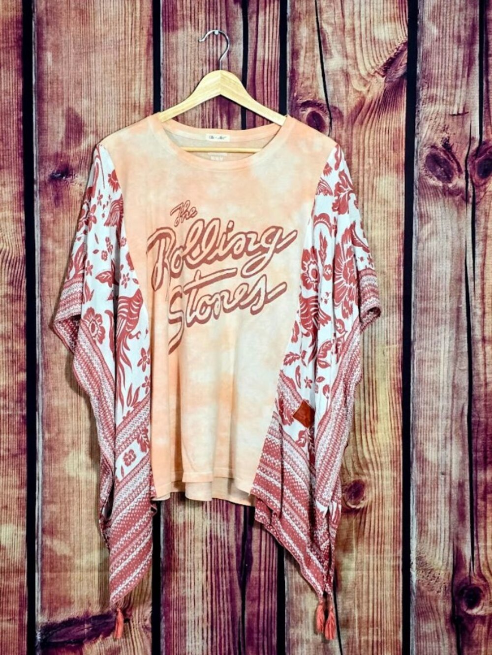 Upcycled The Rolling Stones Poncho Kimono Blouse One Size